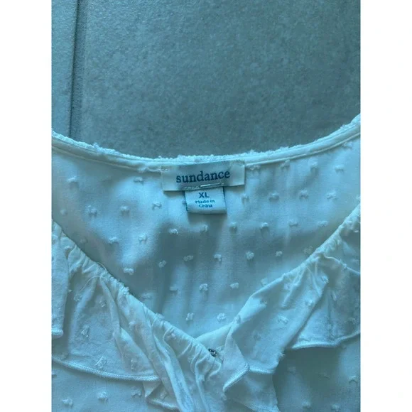 Sundance Top Womens XL White Ruffle Fairy Cottage Boho‎ Peasant Capsule - Picture 3 of 6